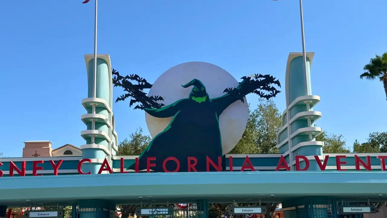 Oogie Boogie Returns to Home Above Disney California Adventure Entrance