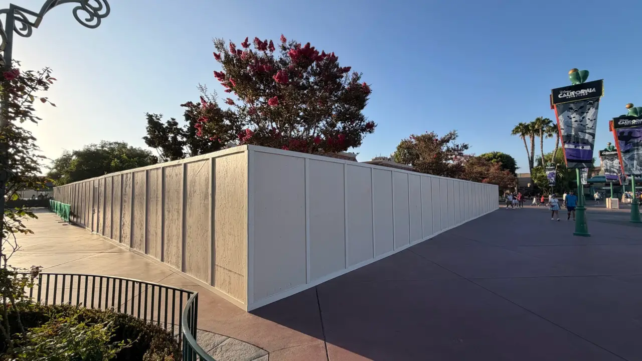 Walls Go Up Around Ticket Booths at Disneyland Resort Esplanade