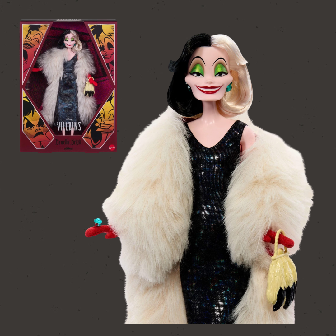 Mattel Disney Collector Cruella De Vil Collectible Villains Fashion Doll 