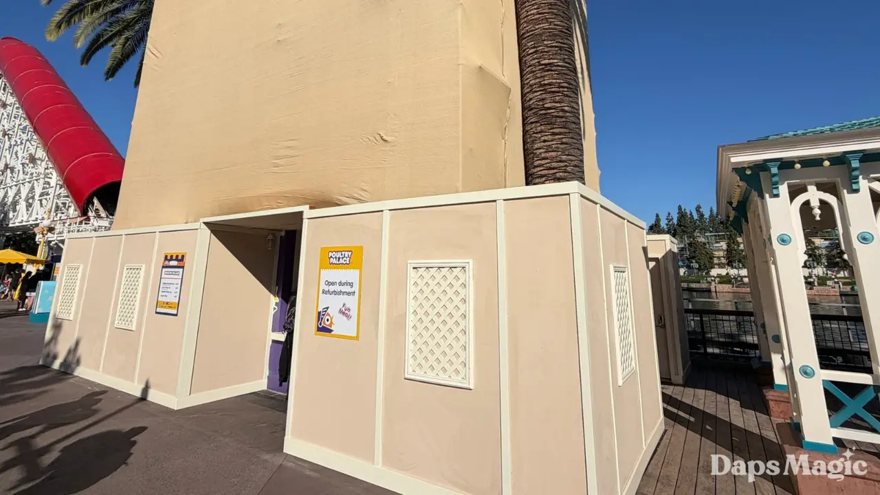 Disney California Adventure’s Poultry Palace Undergoes Refurbishment While Remaining Open