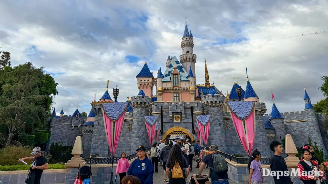 Snow Falls on Sleeping Beauty Castle at Disneyland